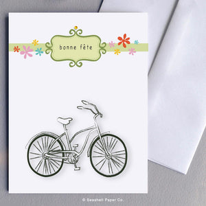 French Birthday Bicycle card Wholesale (Package of 6) - seashell-paper-co