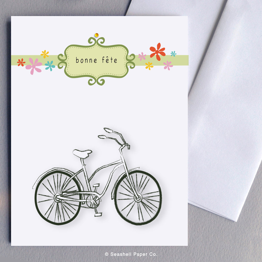 French Birthday Bicycle card - seashell-paper-co