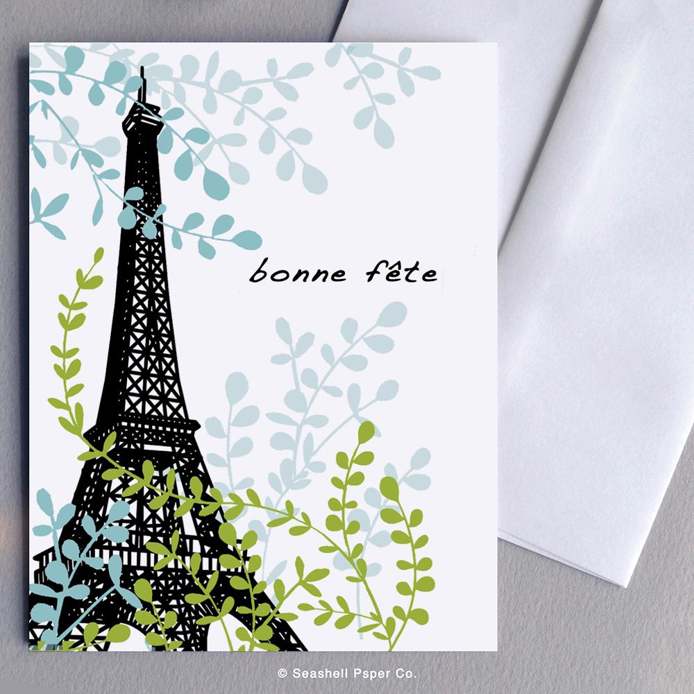 French Birthday Eiffel Tower Card Wholesale (Package of 6) - seashell-paper-co
