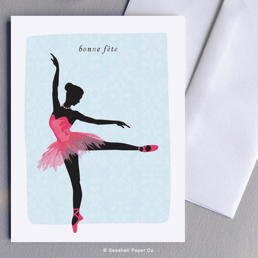 French Birthday Ballerina Card Wholesale (Package of 6) - seashell-paper-co