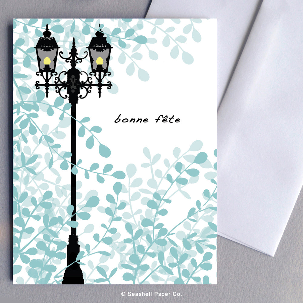 French Birthday Lamp Post Card - seashell-paper-co