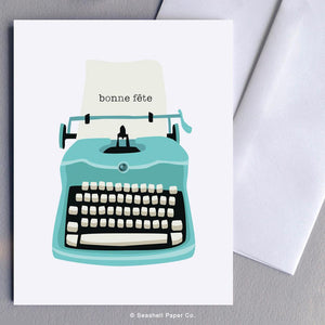 French Birthday Typewriter Card Wholesale (Package of 6) - seashell-paper-co