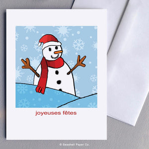 French Holiday Seasons Snow Man Card Wholesale (Package of 6) - seashell-paper-co