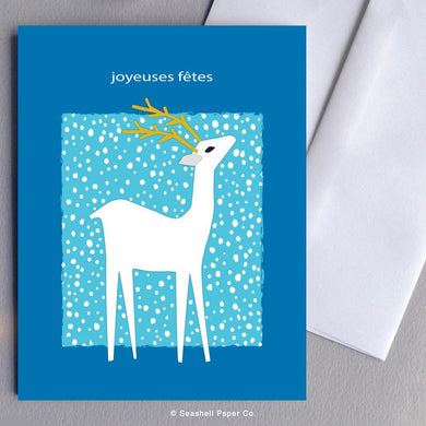 French Holiday Season Deer Card Wholesale (Package of 6) - seashell-paper-co