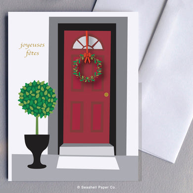 French Holiday Seasons Front Door Card - seashell-paper-co