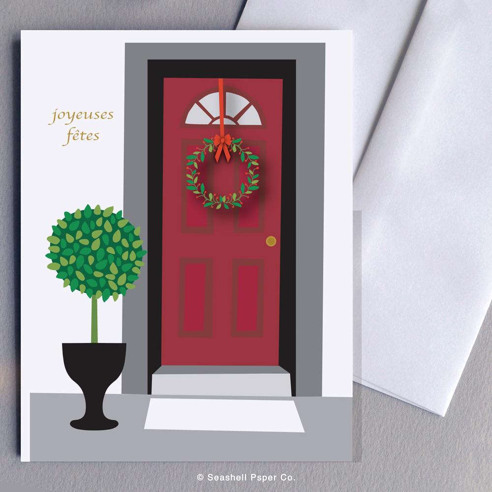 French Holiday Seasons Front Door Card Wholesale (Package of 6) - seashell-paper-co