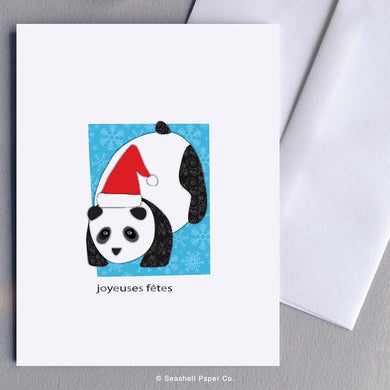 French Holiday Seasons Panda Card Wholesale (Package of 6) - seashell-paper-co