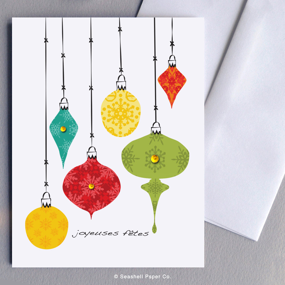 French Holiday Seasons Ornaments Card - seashell-paper-co