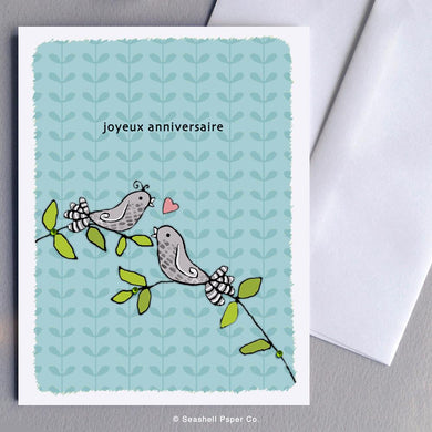 French Love Birds Anniversary Card Wholesale (Package of 6) - seashell-paper-co