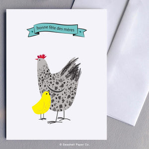 French Mother's Day Hen & Chicken Card Wholesale (Package of 6) - seashell-paper-co
