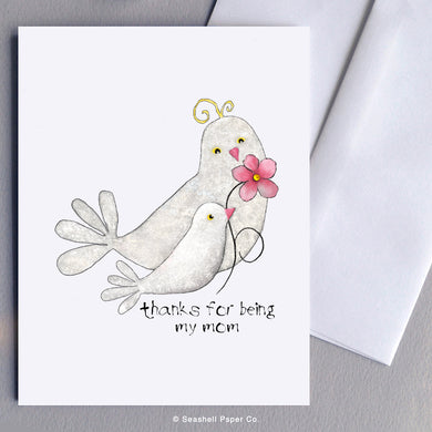 French Maman Dove and Baby Card
