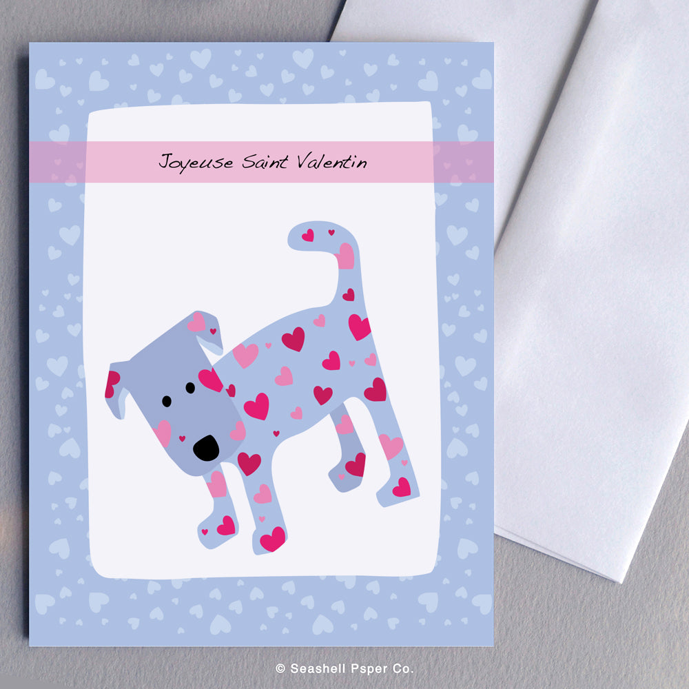 French Love Valentine's Day Dog Card - seashell-paper-co