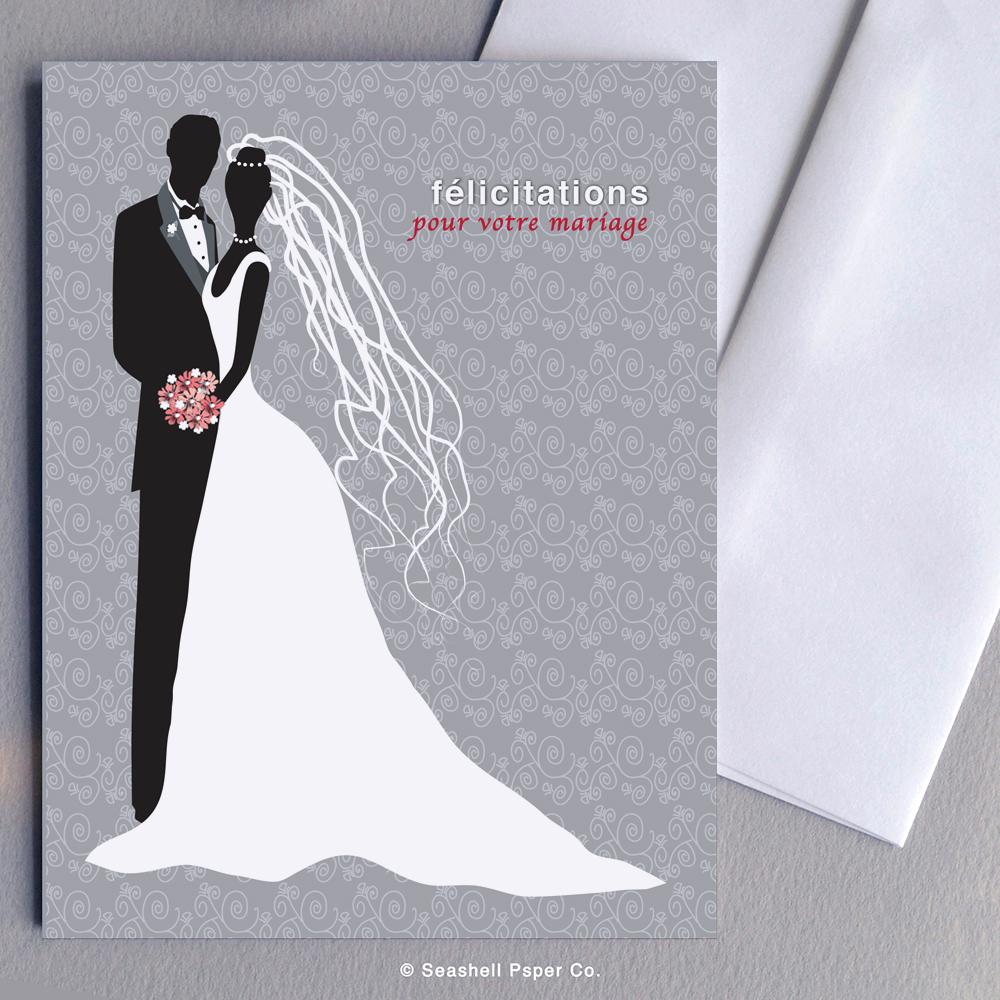 French Weeding Bride & Groom Card Wholesale (Package of 6) - seashell-paper-co