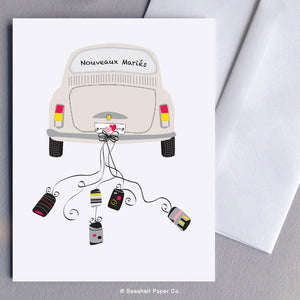 French Wedding Car Card - seashell-paper-co