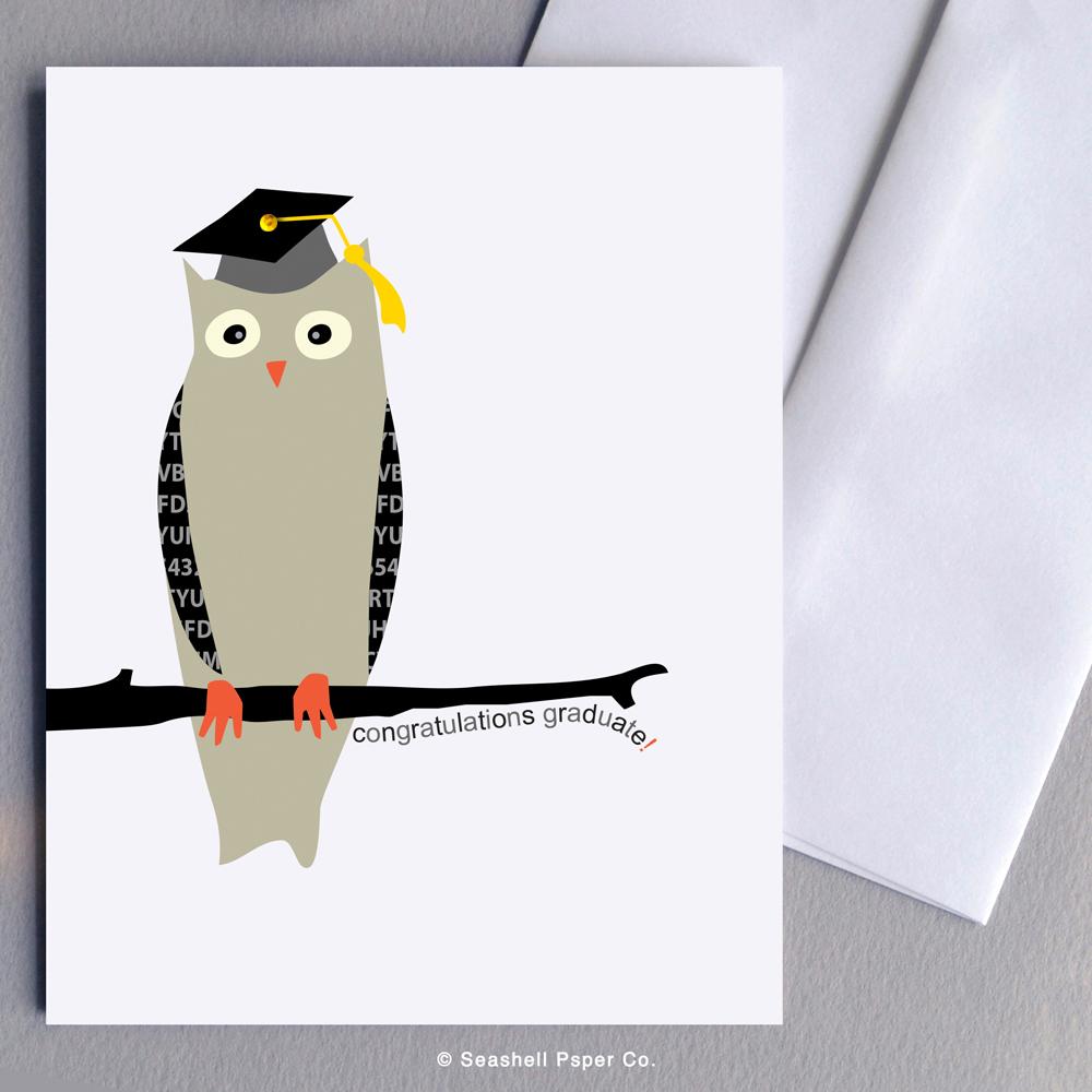 Graduation Owl Card Wholesale (Package of 6) - seashell-paper-co