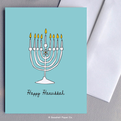 Hanukkah Menorah Card - seashell-paper-co
