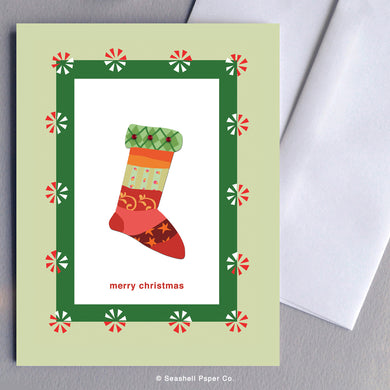 Holiday Season Christmas Stocking Card - seashell-paper-co