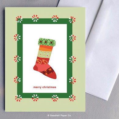 Holiday Season Christmas Stocking Card Wholesale (Package of 6) - seashell-paper-co