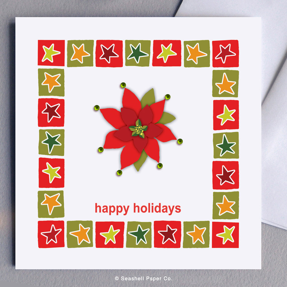 Holiday Seasons Flower Card - seashell-paper-co
