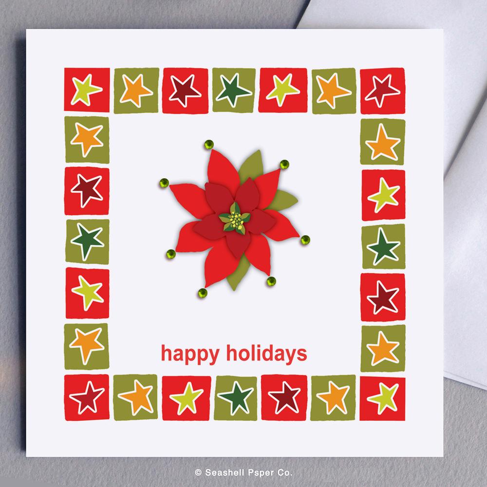 Holiday Seasons Flower Card Wholesale (Package of 6) - seashell-paper-co