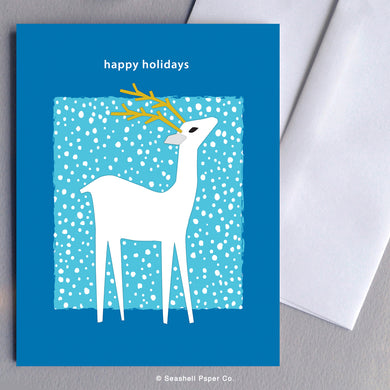 Holiday Seasons Reindeer Card - seashell-paper-co