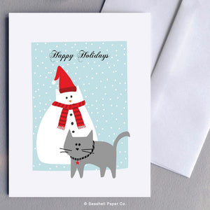 Holiday Season Cat Snowman Card Wholesale (Package of 6) - seashell-paper-co