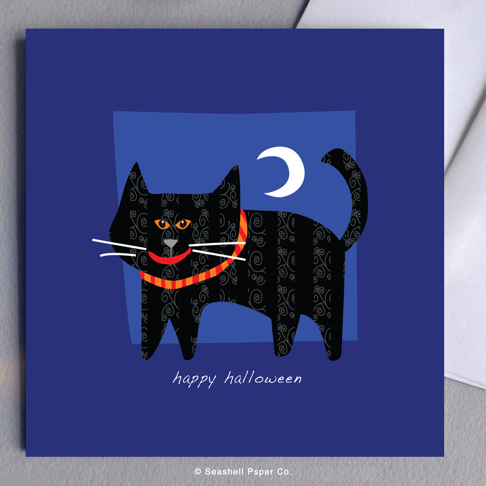 Halloween Black Cat Card - seashell-paper-co