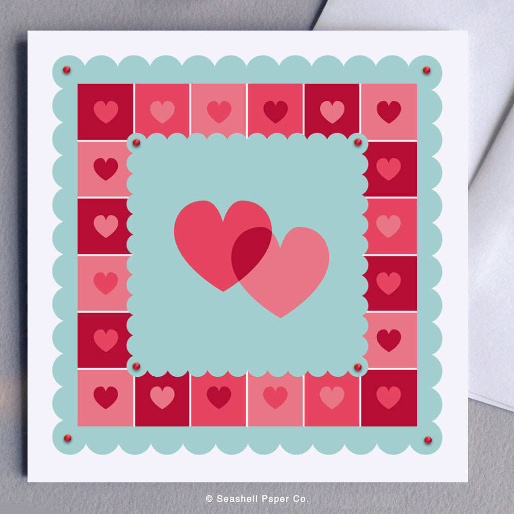 Love Valentine Two Hearts Card Wholesale (Package of 6) - seashell-paper-co