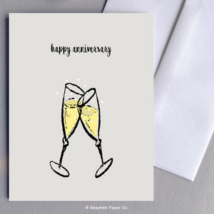 Anniversary Champagne Glasses Card Wholesale (Package of 6) - seashell-paper-co