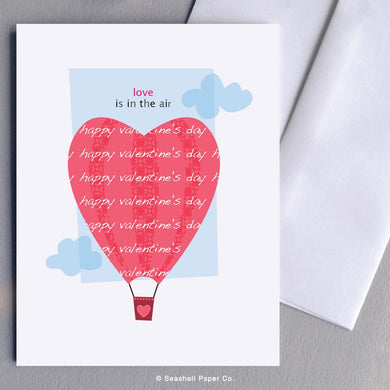 Love Valentine's Day Hot Air Balloon Card Wholesale (Package of 6) - seashell-paper-co