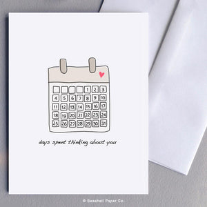 Love Miss You Calendar Card Wholesale (Package of 6) - seashell-paper-co