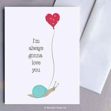 Snail With Balloon Love Card - seashell-paper-co