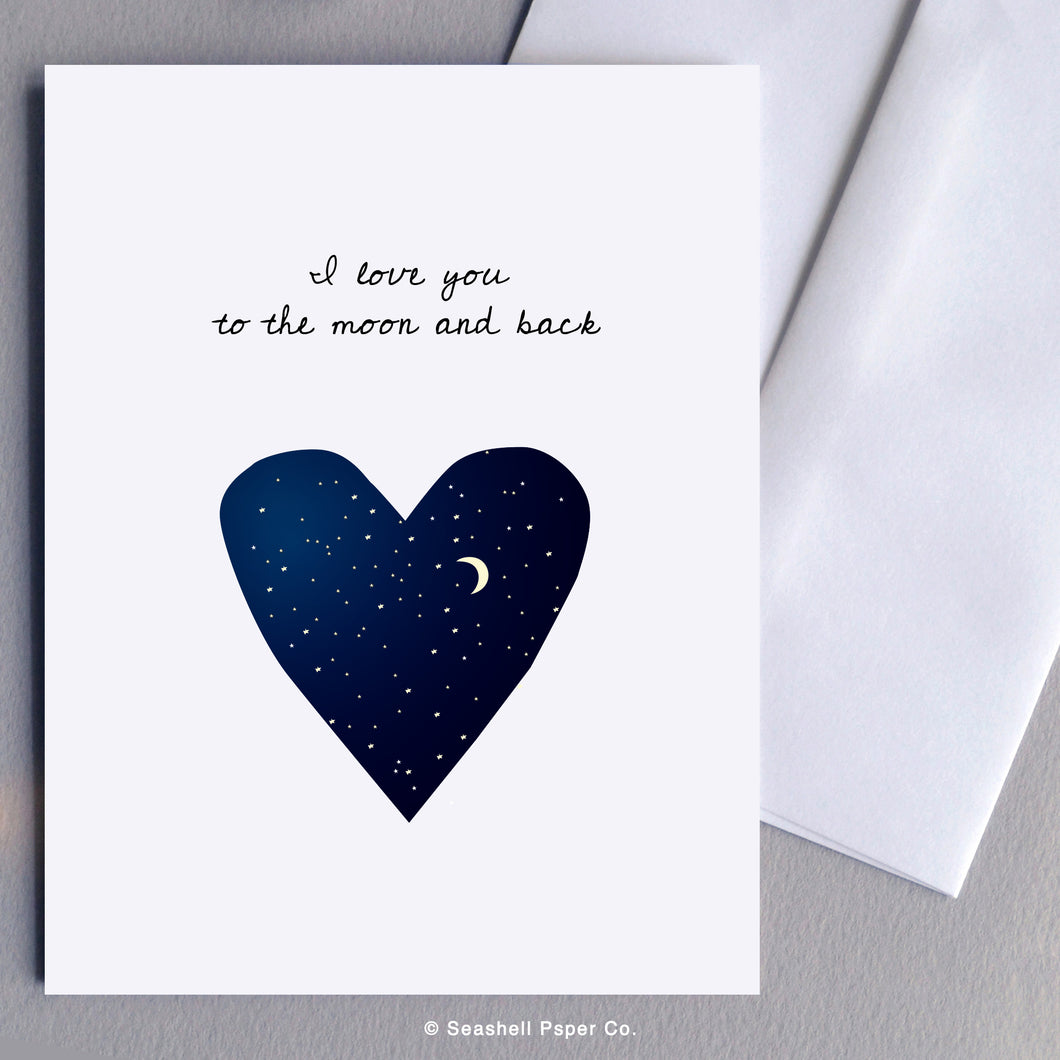 To the Moon and Back Love Card - seashell-paper-co