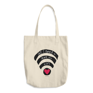 All I need is love and wifi Tote Bag - seashell-paper-co