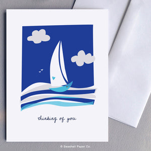 Love Thinking Of You Sailboat Card - seashell-paper-co