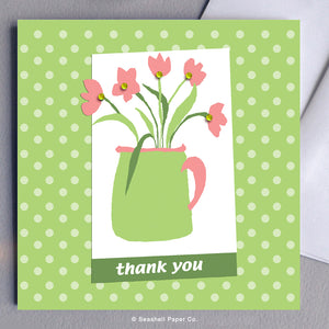 Thank you Pink Flowers Card - seashell-paper-co