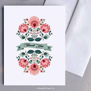 Thank You Floral Card Wholesale (Package of 6) - seashell-paper-co