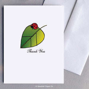 Ladybug and Leaf Thank you Card