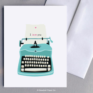 Love Typewriter Card Wholesale (Package of 6) - seashell-paper-co