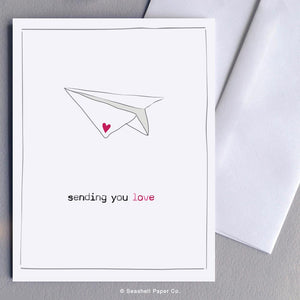 Love Paper Plane Card Wholesale (Package of 6) - seashell-paper-co