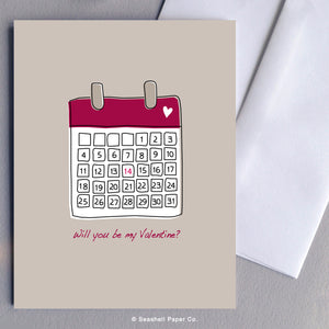 Valentine's Day Calendar Card - seashell-paper-co