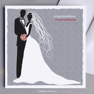 Wedding Bride & Groom Card - seashell-paper-co