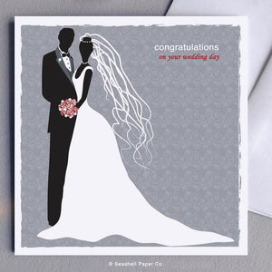 Wedding Bride & Groom Card Wholesale (Package of 6) - seashell-paper-co
