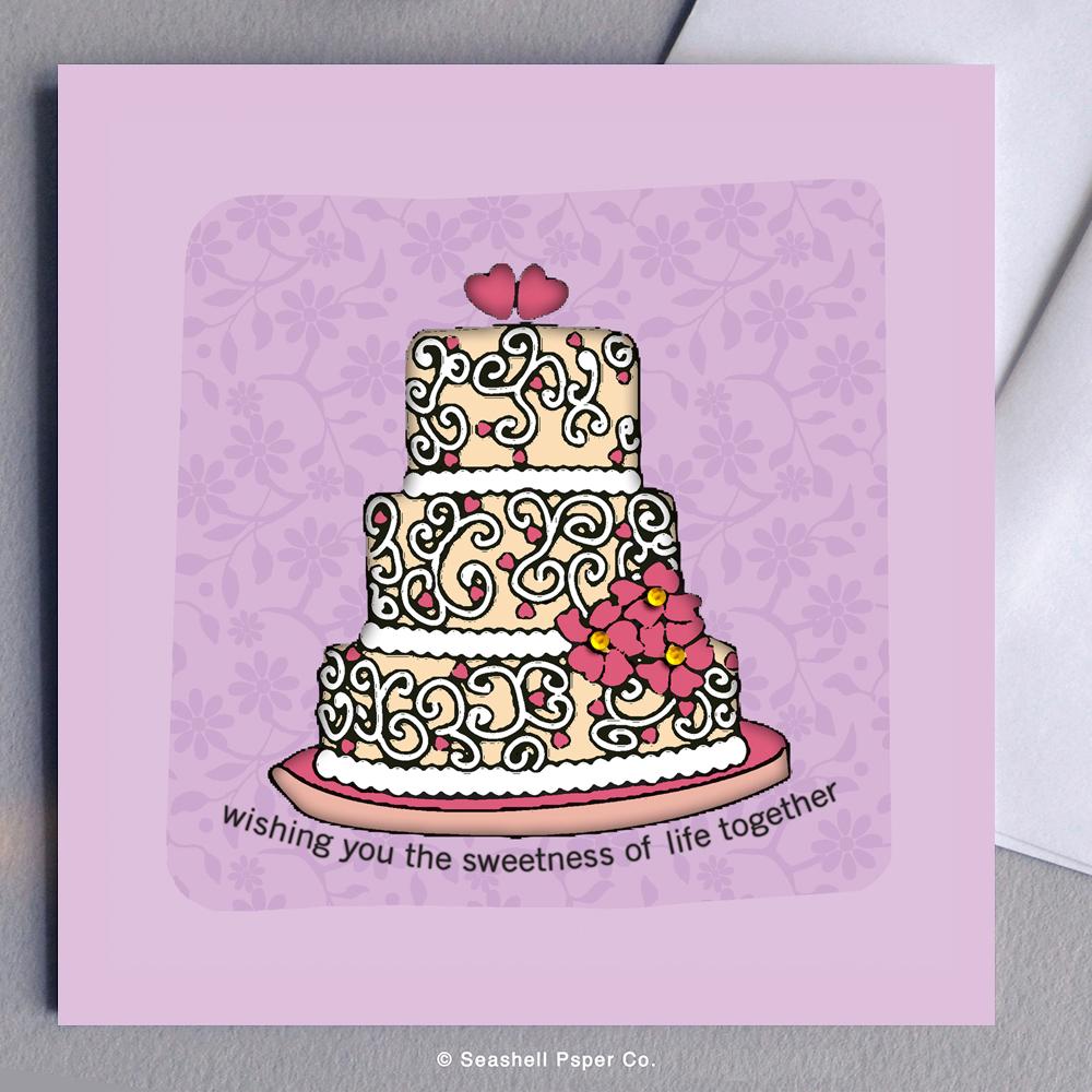 Wedding Cake Card Wholesale (Package of 6) - seashell-paper-co