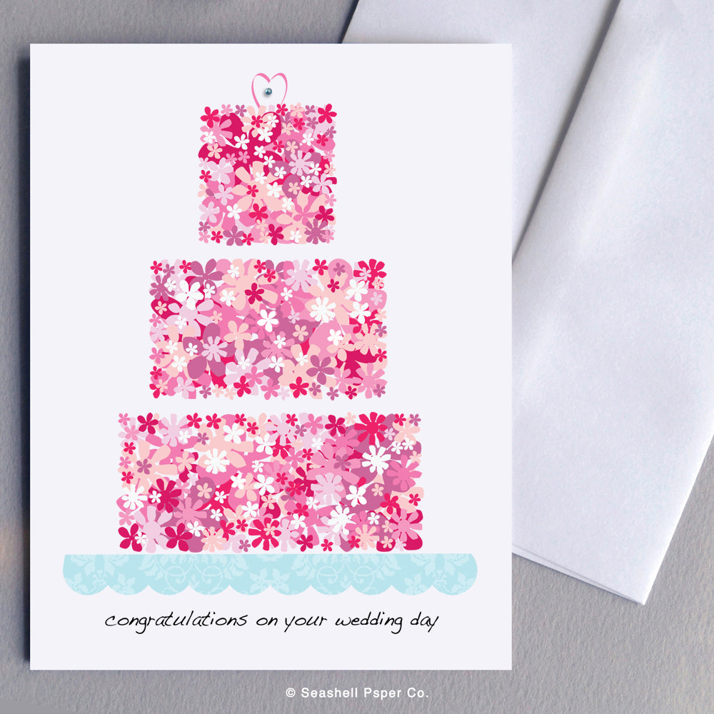 Wedding Flowers Cake Card - seashell-paper-co
