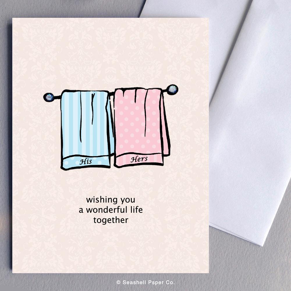 Wedding Towels Card Wholesale (Package of 6) - seashell-paper-co