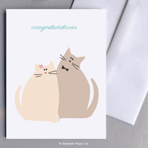 Wedding & Anniversary Cute Cats Card Wholesale (Package of 6) - seashell-paper-co